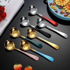 304 stainless steel spoon with round head, popular spoon, watermelon-shaped serving spoon, Korean-style fruit and dessert spoon, dining spoon, gift