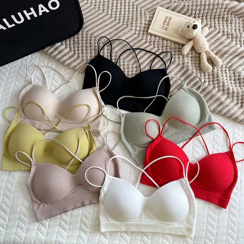 Red underwear, sexy push up bra, top with cups, beautiful back