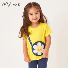 malwee女童短袖夏季新款欧美中小童洋气小女孩圆领儿童装T恤衫