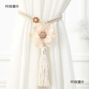 ✅ New Pair of Curtain Straps Organza Flowers Adjustable Straps Home Textile Storage Curtains with Metabo