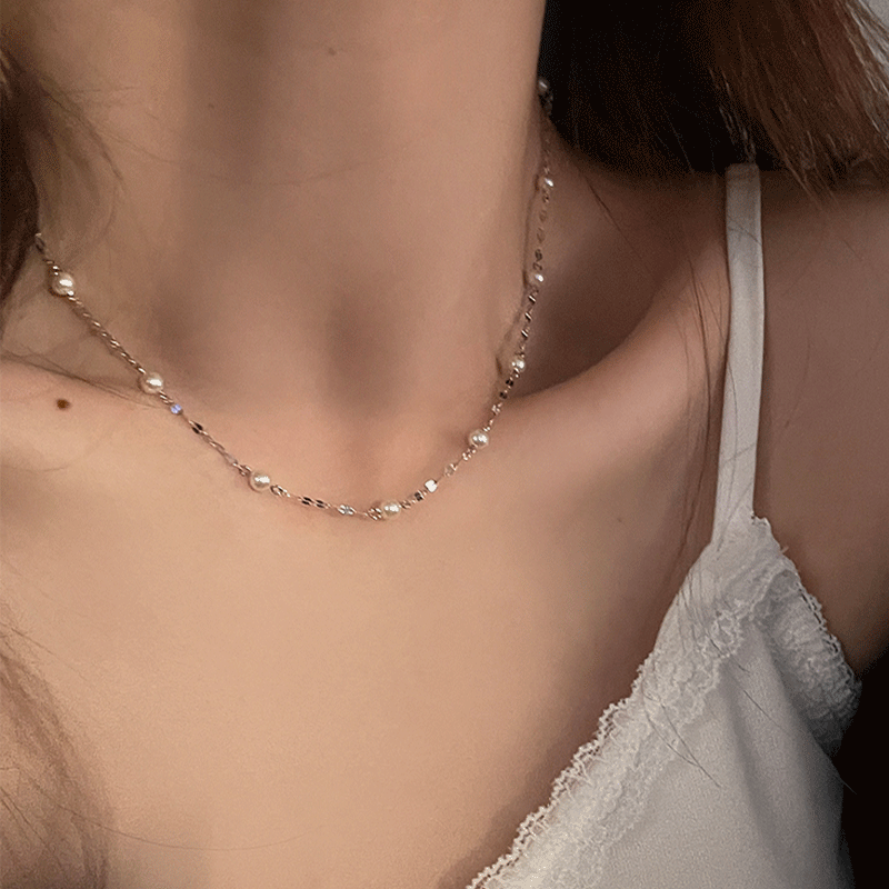 Light luxury niche starry 925 sterling silver pearl necklace women 2022 new design fashion clavicle chain
