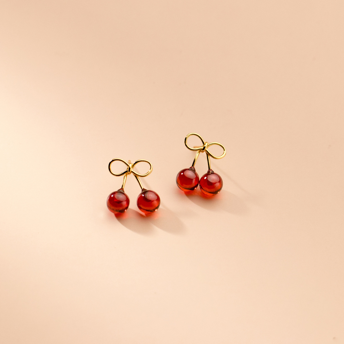 1 Pair Quantity Daily Occasion 1 Pair 925 Sterling Silver Cherry Ear Studs
