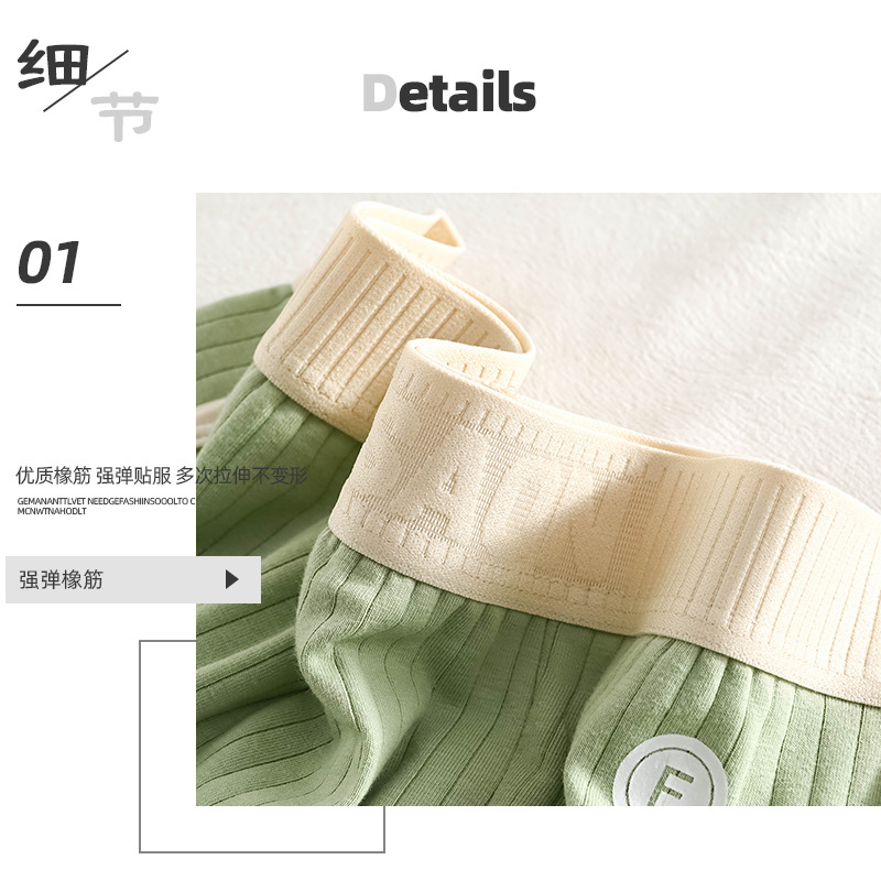 Ropa interior para hombres Pantalones cuadrangulares transpirables de algodón puro para hombres Pantalones bóxer sueltos a rayas Pantalones cortos de personalidad de cintura media Cabeza