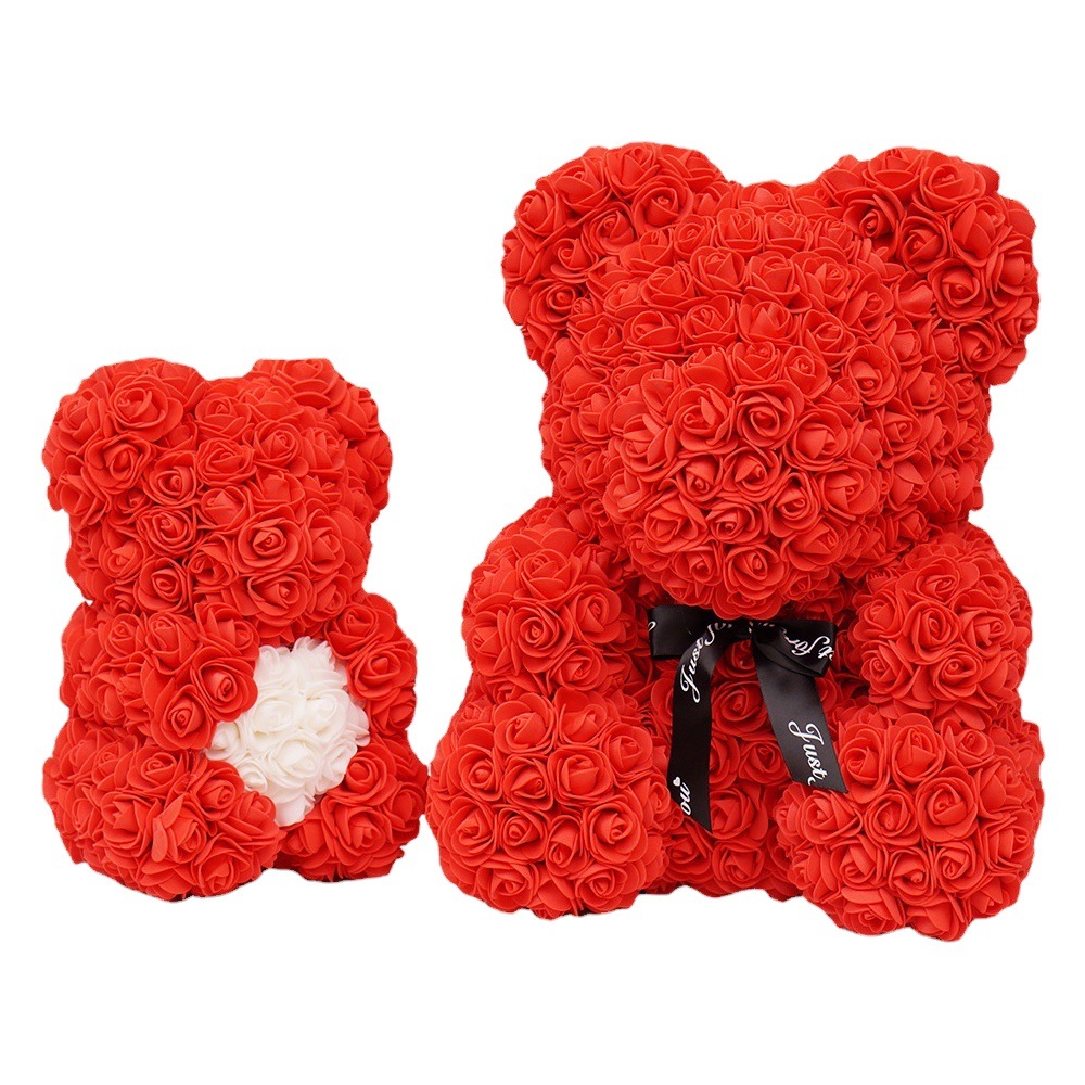 Día de San Valentín regalo Rosa oso ramo de Navidad eterna flor Rosa oso caja de regalo ramo corazón abrazando regalo de cumpleaños
