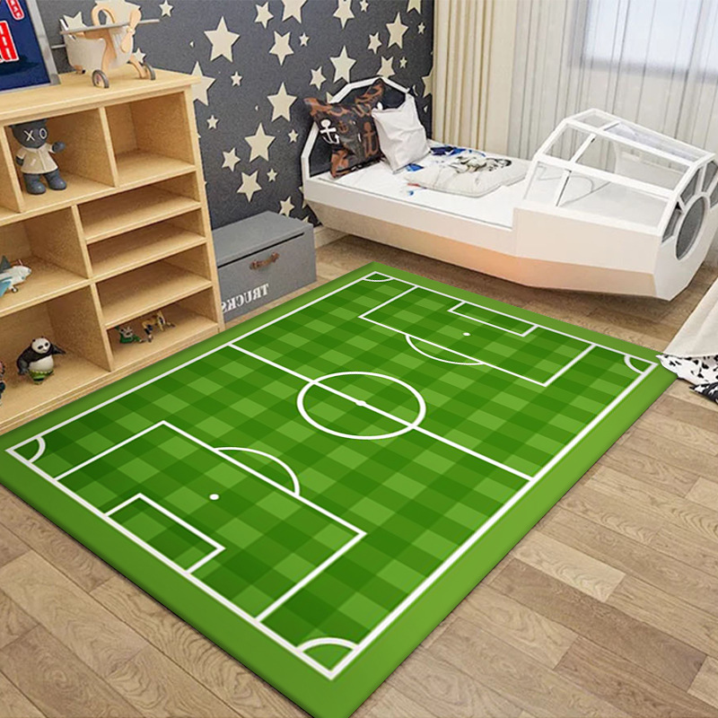 Transfronteriza alfombra de campo de fútbol de dibujos animados dormitorio sala de estar sofá mesa de café alfombra de piso en stock al por mayor