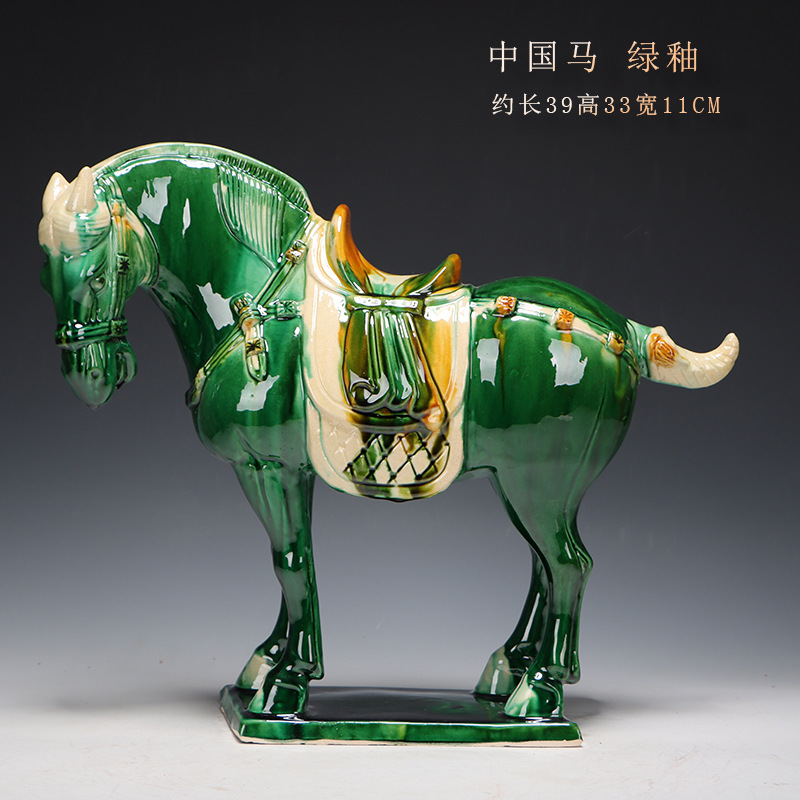 Tang tres coloridos caballos cerámicos decoraciones del año del caballo seis caballos Museo de caballos chinos artesanías decoraciones de sala de estar