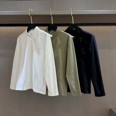 083106半拉链polo领正肩长袖T恤男女同款情侣2025年早秋小衫上衣