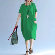 刺绣连衣裙女加大码妈妈装新款睡裙遮肚夏季时尚减龄宽松短袖长裙