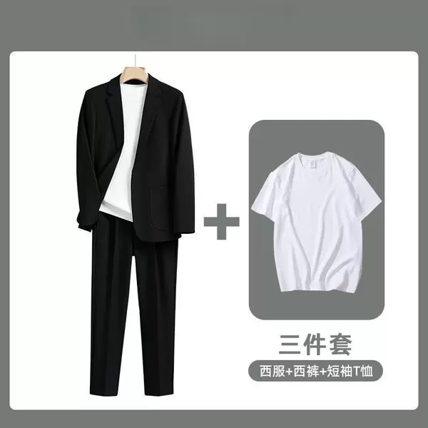 Black [suit+T -shirt+trousers]