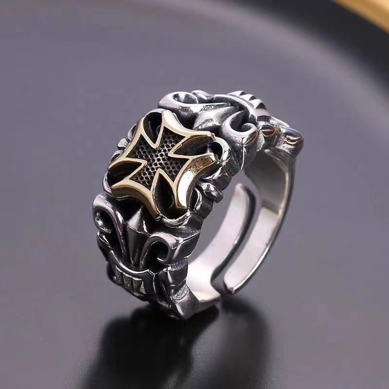 13g Weight Adjustable Ring Classification Adjustable Ring Size 1 Piece Quantity Daily, Street Occasion Alloy Material Cross Pattern Men's Gender Plating Design Retro Style Wholesale Jewelry Retro Cross Alloy Plating Adjustable Ring 16