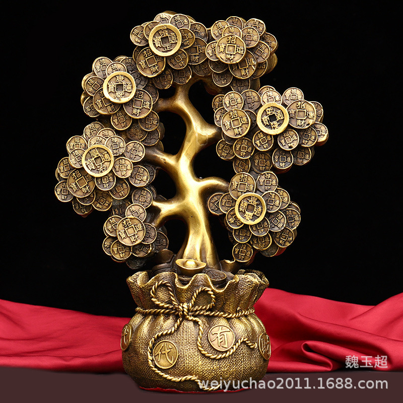 Pure copper money tree ingot money tree generation fortune tree home decoration gift opening tree