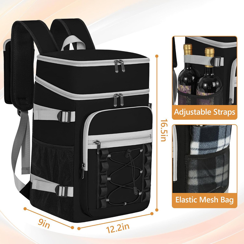 Large-Capacity Refrigerated and Insulated Bag, Leak-Proof Outdoor Backpack, Double-Layer Insulated Picnic Backpack for Camping and Beach Use