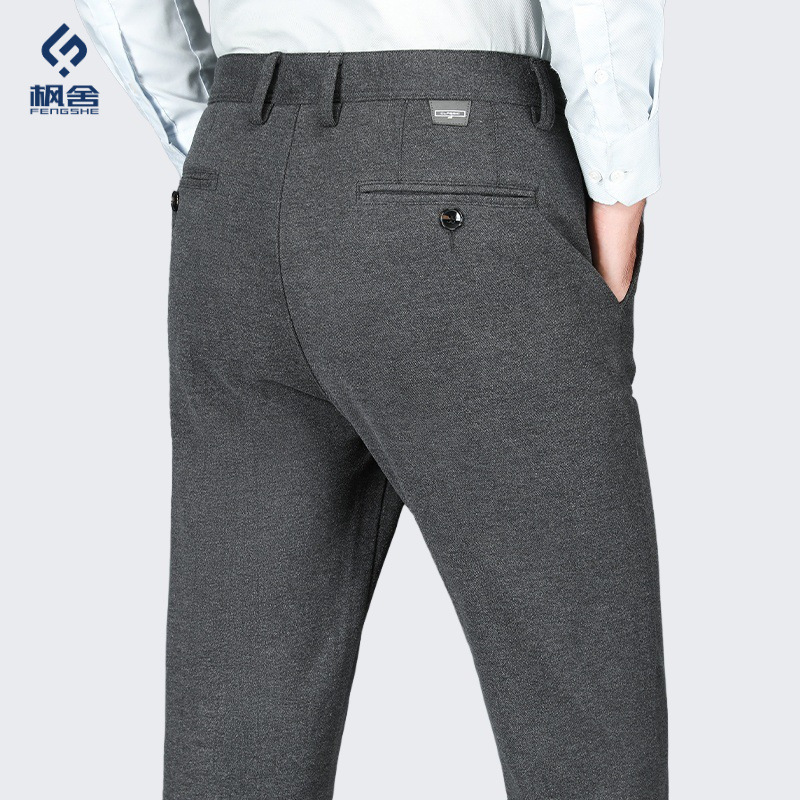 Fengshe Men's Clothing / New Autumn and Winter Faux Wool Suit Pants Slim Fit Business Straight-Leg Trousers Men's Casual Pants