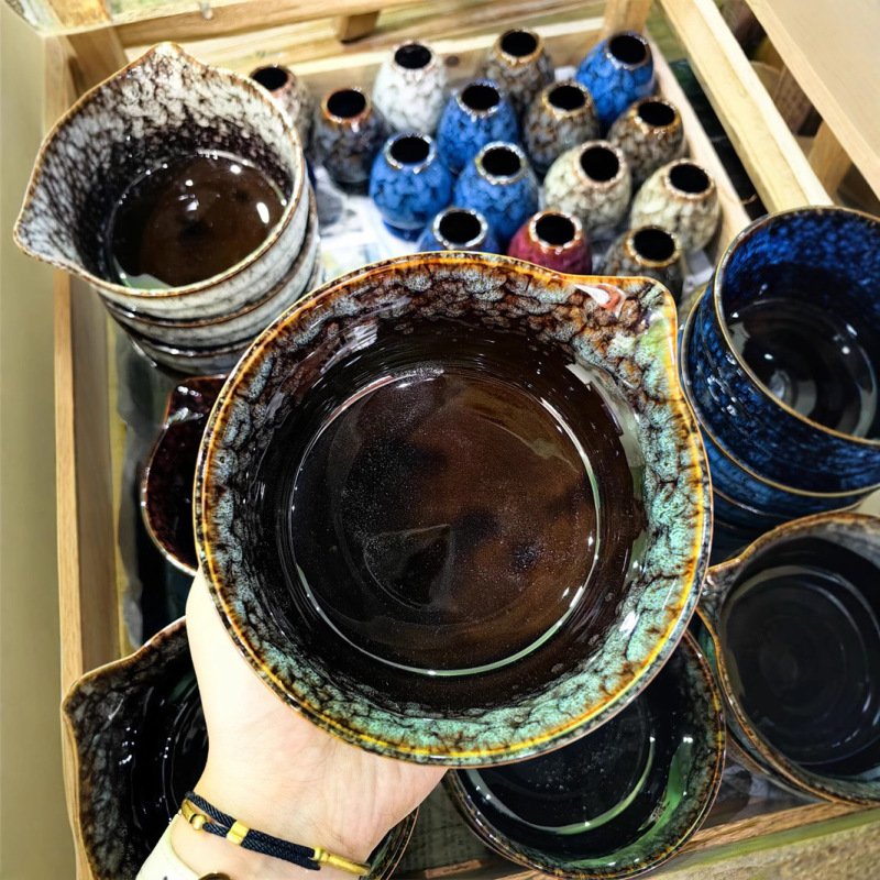 国境を越えた陶器窯で作られた注ぎ口付き抹茶茶碗、手作り茶碗、日本茶道、宋代のねじ込み茶碗|undefined