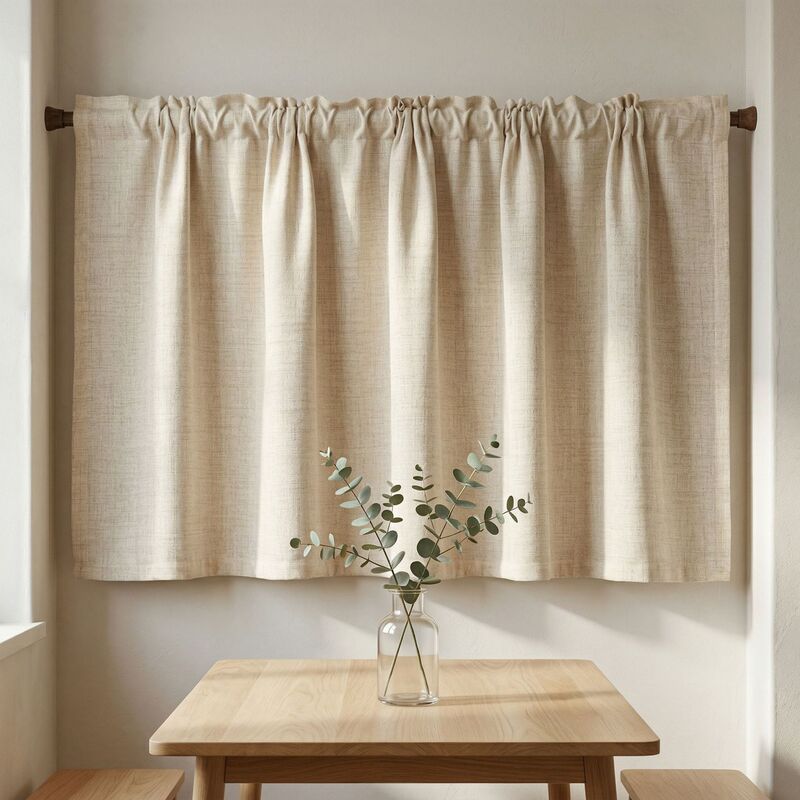 Amazon cross-border direct supply of linen yarn coffee-colored short curtains, semi-blackout solid color kitchen cabinet bay window curtains Amazon cross-border direct supply of linen yarn coffee-colored short curtains, semi-blackout solid color kitchen cabinet bay window curtains
