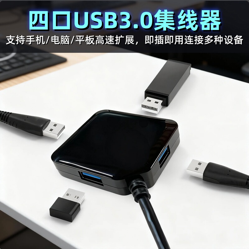 4-in-1 USB Docking Station Multi-Functional Portable Converter Hub Car Docking Station Universal for Tablets and Mobile Phones