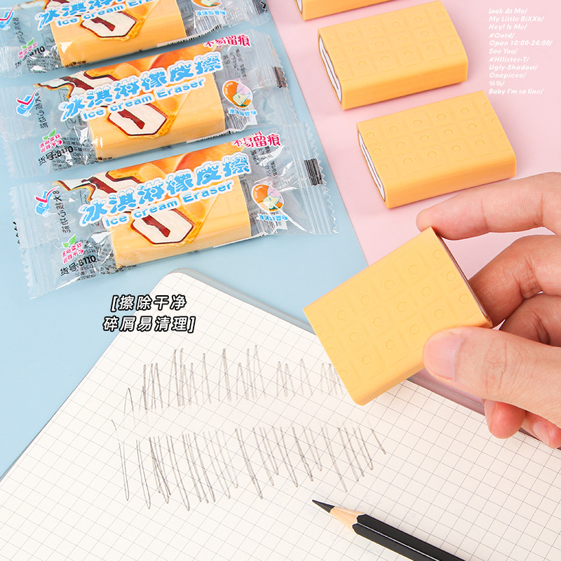 Eraser de helado creativo de dibujos animados de estudiantes con lápiz perfumado borrado alto valor de imitación de papelería regalo