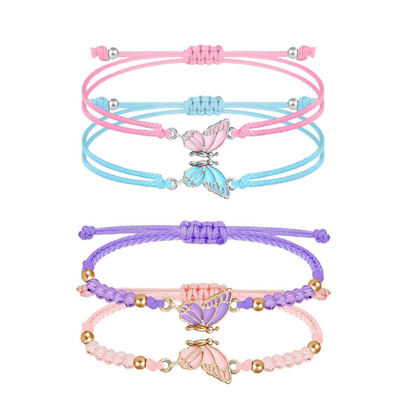 Butterfly Bracelet Friendship Gift Set for Besties, Adjustable Colorful Woven Butterfly Diamond Bead Bracelet Butterfly Bracelet Friendship Gift Set for Besties, Adjustable Colorful Woven Butterfly Diamond Bead Bracelet