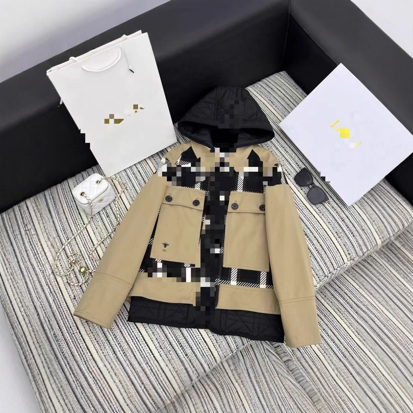 南油女装新款D家秋冬外套翻领连帽两件套可拆卸款风衣马甲