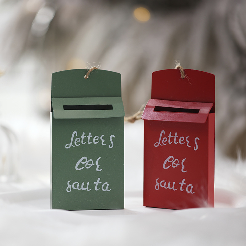 Nuevos productos transfronterizos pequeños buzones correos antiguos retro buzones colgantes de árbol de Navidad decoración de Navidad props