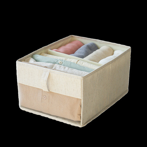 Fabric and Cotton Window Storage Box for Clothes, with Dividers, Adjustable and Organizable Storage Container, Household Use
