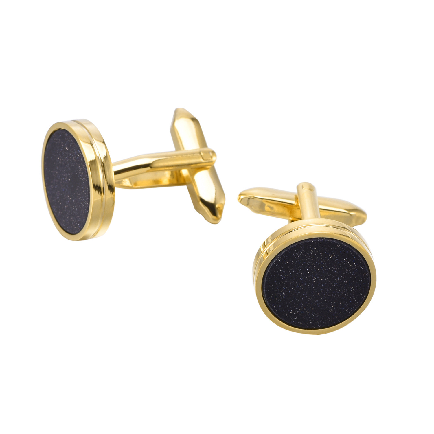 Dongguan Starry Sky Gemelos francés simple Bisel Oro Negro mancuernas traje formal avanzado azul piedra arenisca Mancuernas