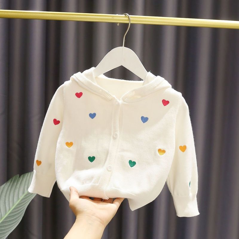 女の赤ちゃんの毛糸のニットの帽子のセーターのコートの女の子の2023秋の服の赤ちゃんの愛のカーディガン|undefined