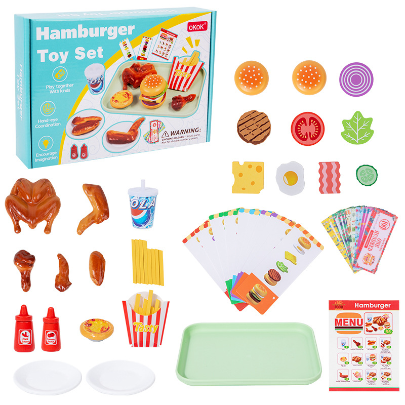 Juegos caseros de hamburguesas inteligentes para niños de educación temprana ejercicios de acertijos de mano y ojo para bebés Juguetes de madera