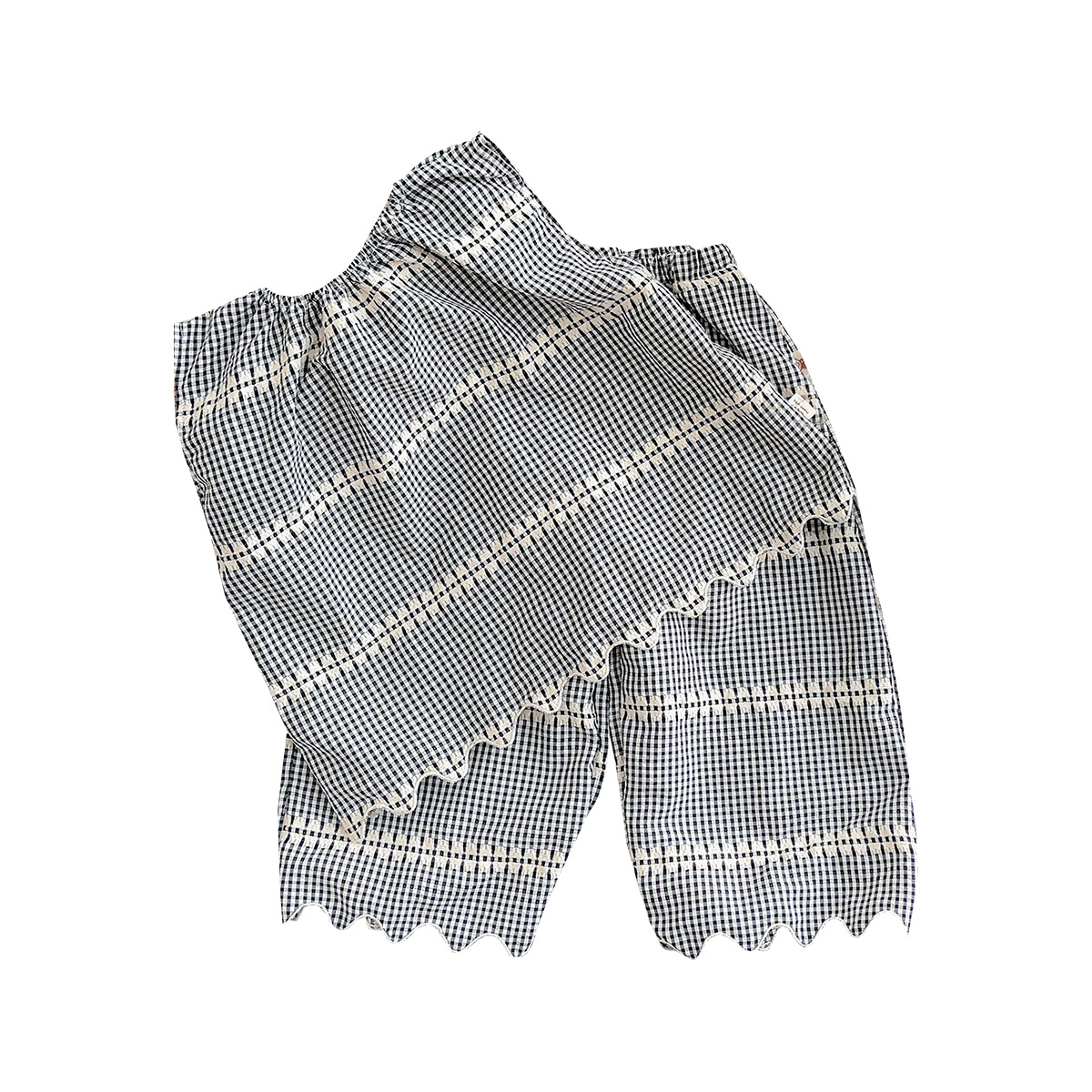 Traje pequeño de estilo occidental para bebés y niños coreanos 2025 verano nuevo estilo chaleco sin mangas a cuadros pantalones anchos de dos piezas