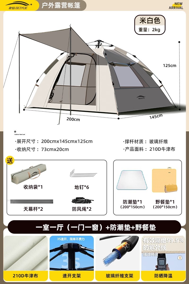 침실 1개, 거실 1개(문 1개, 창문 3개) + 방습매트 + 피크닉매트