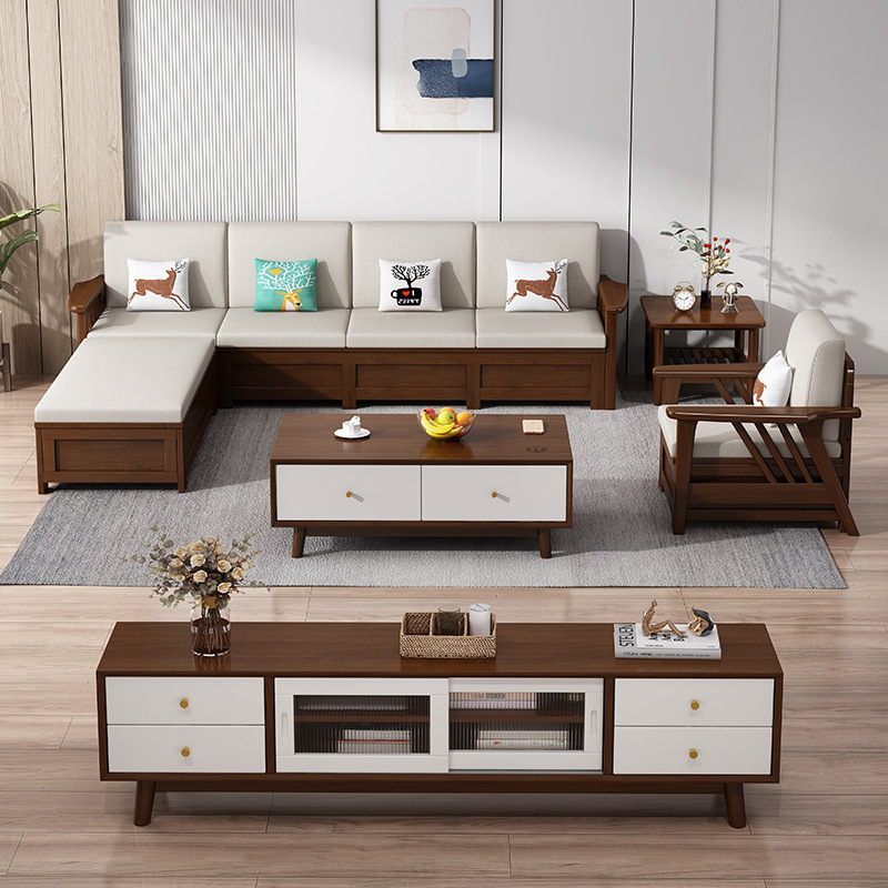 Simple sala de estar de almacenamiento en el hogar caja alta apartamento pequeño con concubina imperial invierno y verano nórdico de doble uso de madera maciza sofá combinación al por mayor