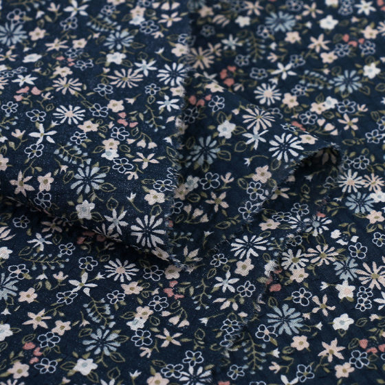 Cotton Salt Shrink Printed Cloth Floral Salt Shrink Dress Fashion Fabric Fresh Style Children's Clothing Pure Cotton Fabric