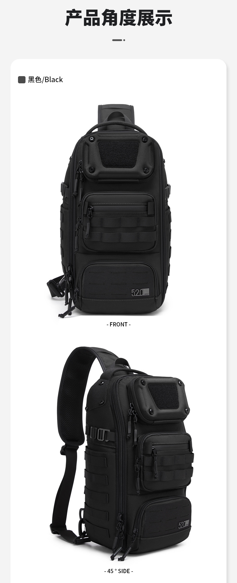 OZUKO Functional Chest Bag Crossbody Bag Expandable Multi-pocket Adjustable Shoulder Strap Men's Outdoor Cycling Single Shoulder Bag