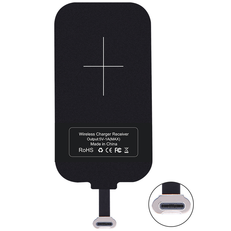 Parche de carga inalámbrico Nelkin con interfaz TIPO-C, parche de carga para teléfono móvil, receptor inalámbrico estándar QI, cargador inalámbrico