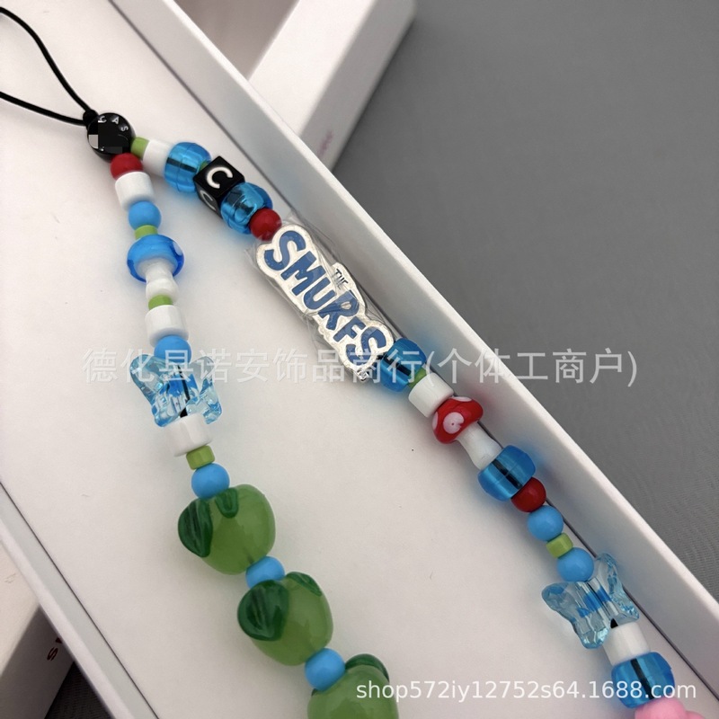 CASE联名Smurfs蓝精灵卡通串珠手机链潮流腕带手机壳挂绳挂件吊饰|undefined