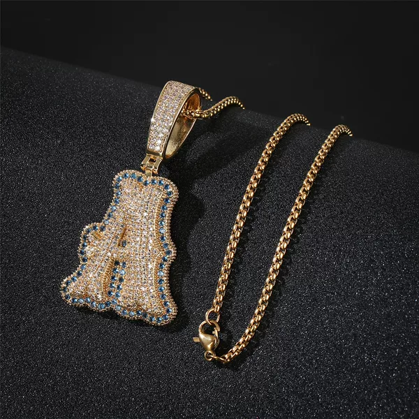 European and American personalized creative hip-hop copper inlaid zircon bone joint letter necklace with 26 English letter pendants, customizable