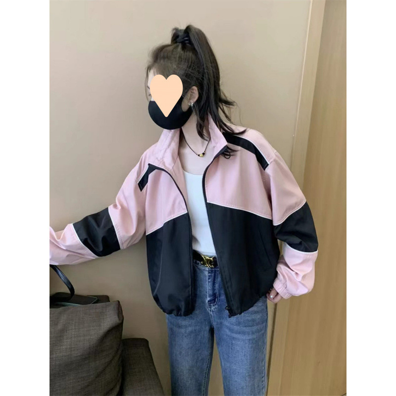 冲锋衣外套女短款2025春季新款大码休闲百搭宽松拼色棒球服上衣|undefined
