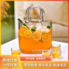 现代简约手提玻璃气泡包包夜光玻璃瓶一瓶多用水培养鱼饮料果汁壶