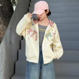 女童春秋季卫衣连帽开衫2026新款儿童韩版休闲洋气时尚外套