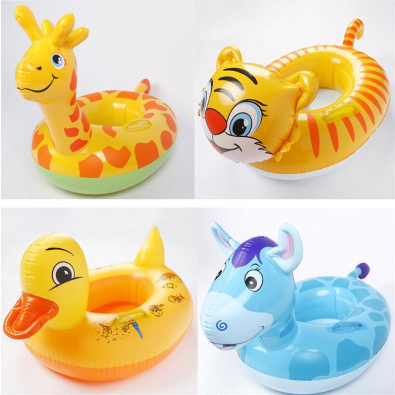 Children with handle swimming ring seat ring inflatable baby thickened swimming ring animal duck seat ring life buoy wholesale