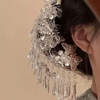 新中式立体蝴蝶流苏发簪民族风发钗古风发饰汉服苗疆头饰新娘礼服