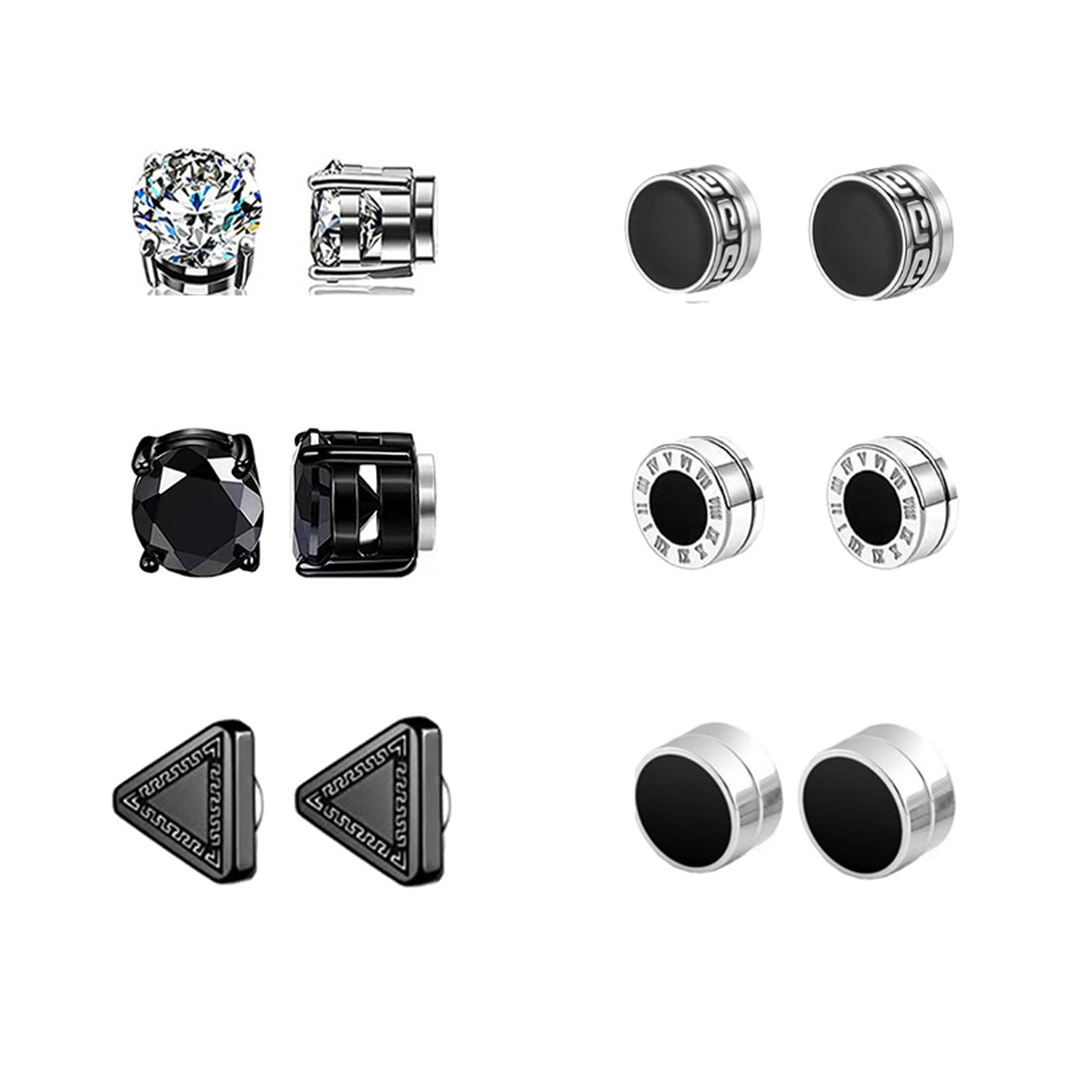 Cross-border Ear Stud Earrings without Ear Holes Round Simple Punch-free Double-sided Magnet False Ear Clip suit