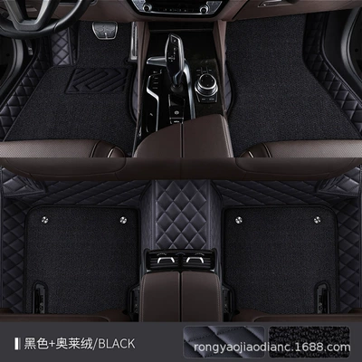 mat fully surrounds the car interior Modelə uyğun ayaqaltı - double-layer-ole-velvet-xpe-foot-pad-black-black-line-black-ole-velvet