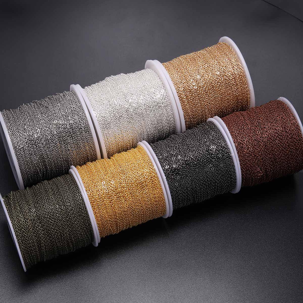 Joyería galvanizada de metal accesorios de joyería collar pulsera de cadena cruzada aplastar o cadena de cadena delgada accesorios didiy