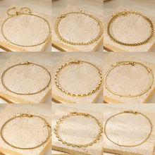 跨境简约新款脚链心形脚链刀片链女脚链钛钢镀18k不锈钢脚链饰品