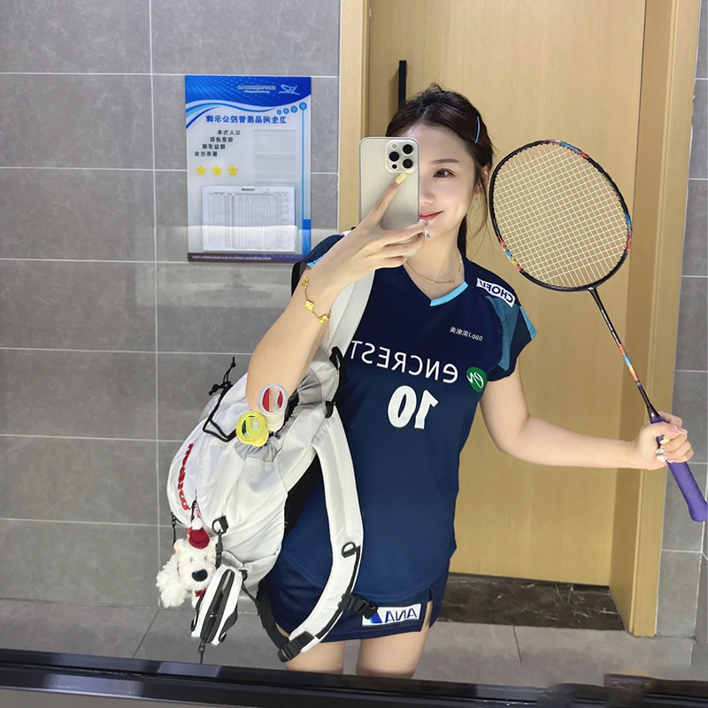 2025新款田口真彩新款羽毛球服女飞袖吸汗速干透气印字JP版大赛服|undefined