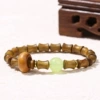 Bamboo one bead bracelet green sandalwood jade