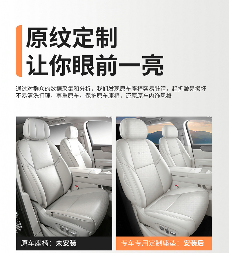 New model, custom-made seat covers for the Leapmotor D19, available in six- and seven-seater versions, featuring perforated leather and a full-coverage design