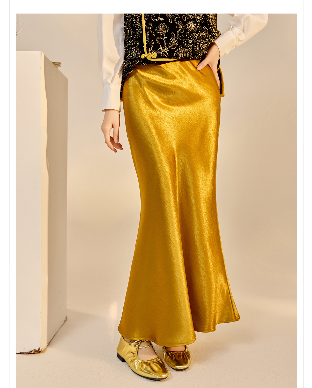 Váy chữ A nữ phong cách Trung Quốc mới thanh lịch sang trọng nhẹ nhàng thiết kế màu trơn mùa thu 2026 — Váy màu sâm panh, váy hồng, váy xanh, váy tím chi tiết 20
