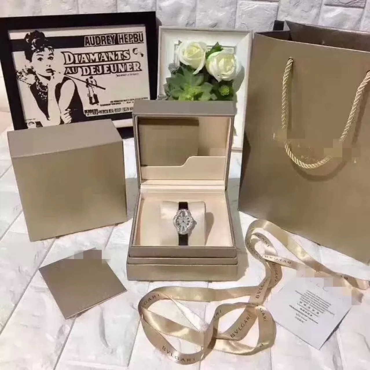 Watch Box New Original Bao Ge Packaging Box Champagne Color Counter Quality Collection Box Jewelry Box Storage Box